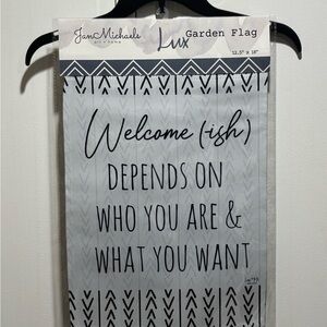 Jan Michaels‎ sarcastic Welcome Garden Flag